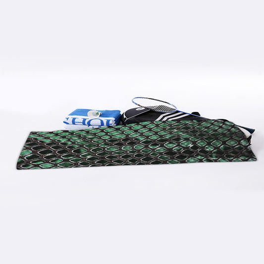 Green Snakeskin Print Sports Towel
