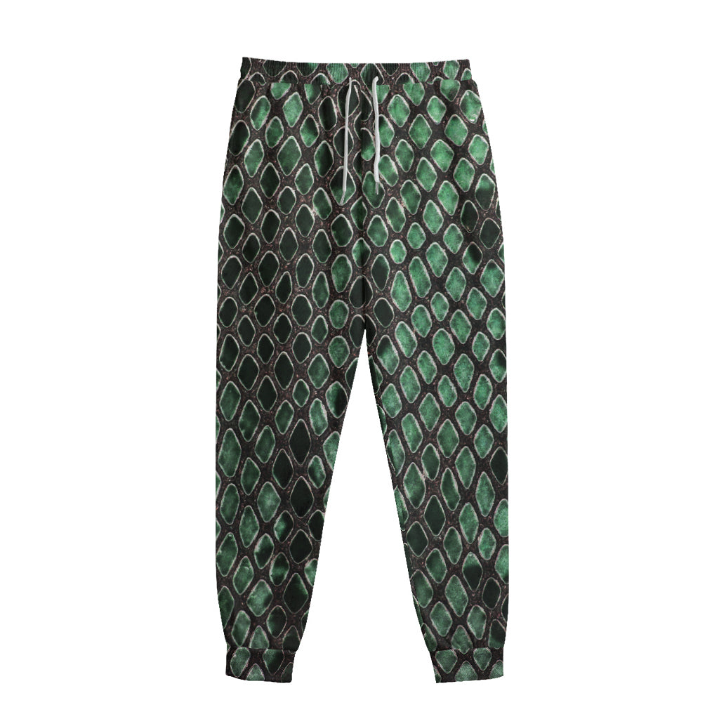 Green Snakeskin Print Sweatpants