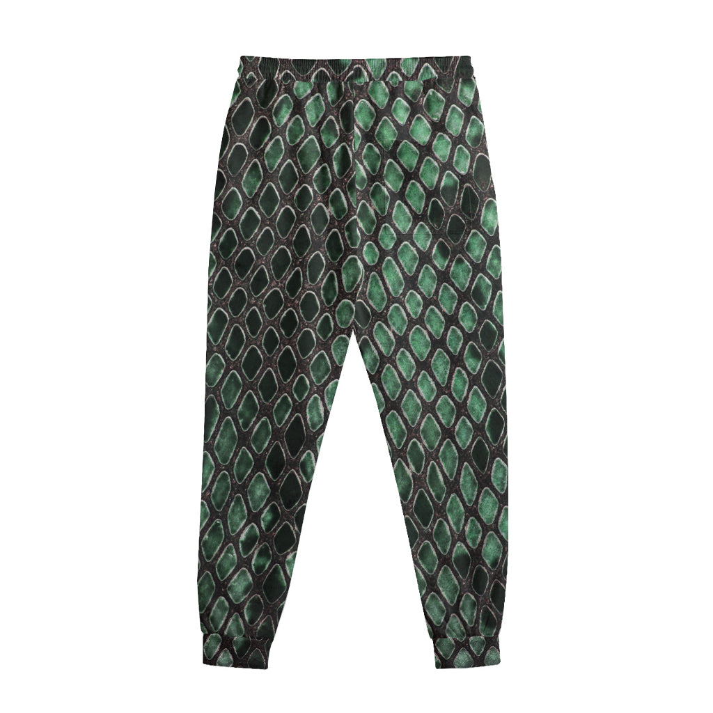 Green Snakeskin Print Sweatpants