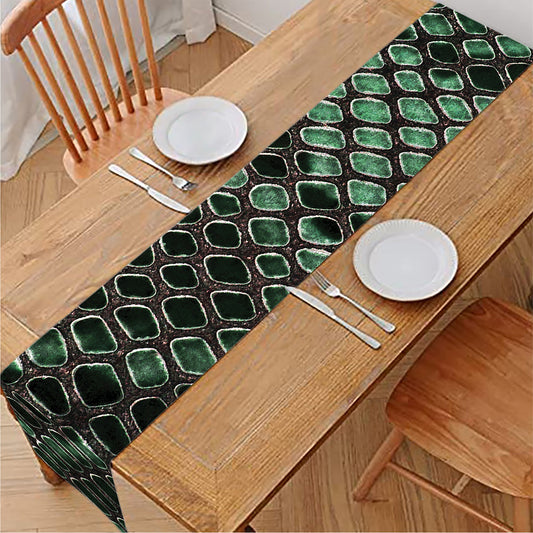 Green Snakeskin Print Table Runner