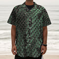 Green Snakeskin Print Textured Short Sleeve Shirt