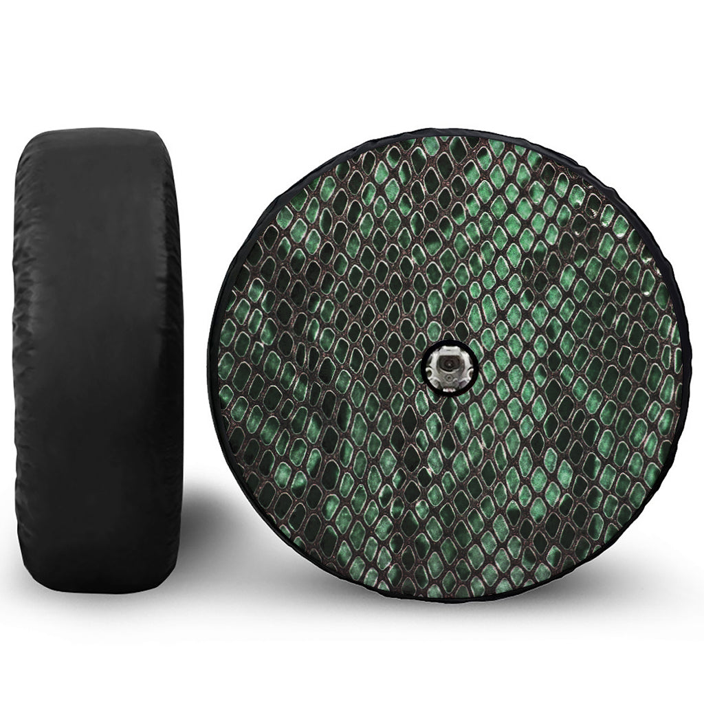 Green Snakeskin Print Tire Cover With Camera Hole