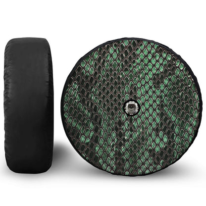 Green Snakeskin Print Tire Cover With Camera Hole