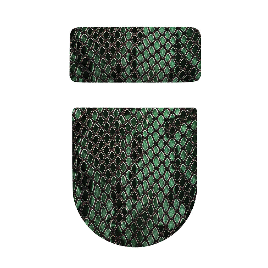 Green Snakeskin Print Toilet Lid And Tank Cover Set