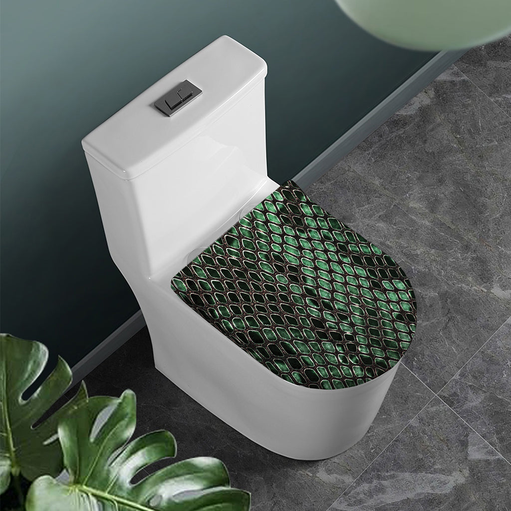 Green Snakeskin Print Toilet Lid Cover