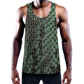 Green Snakeskin Print Men's Workout Tank Top