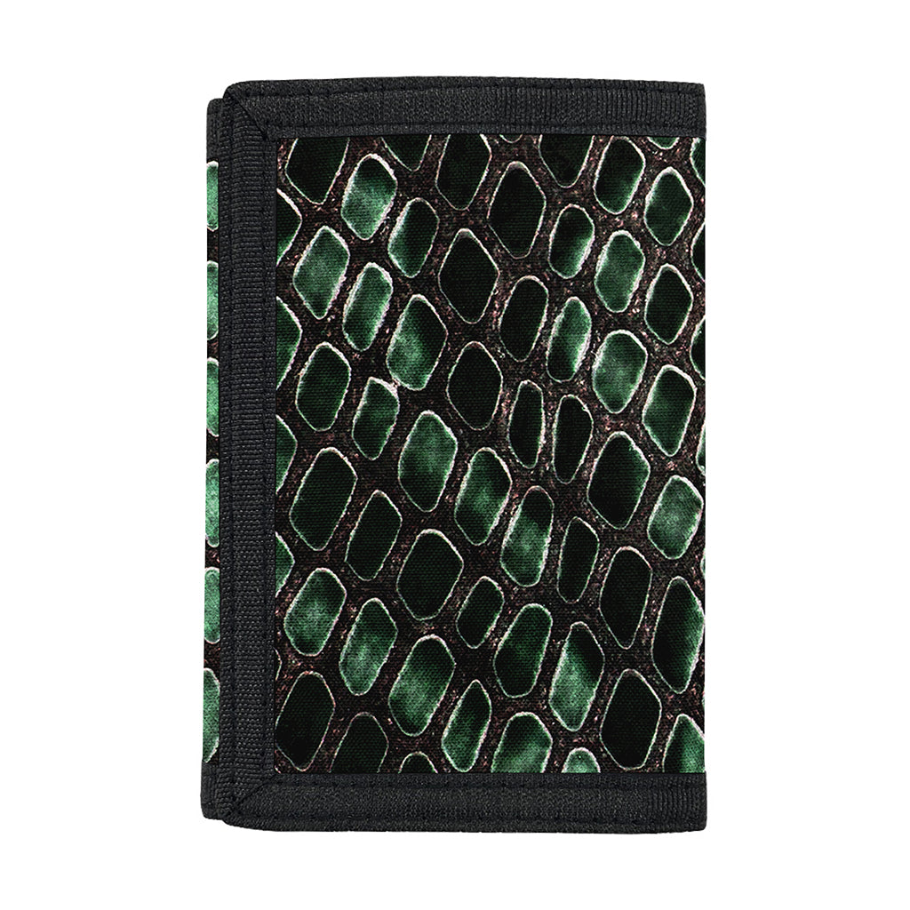 Green Snakeskin Print Trifold Wallet