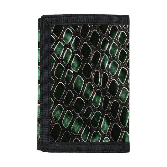 Green Snakeskin Print Trifold Wallet