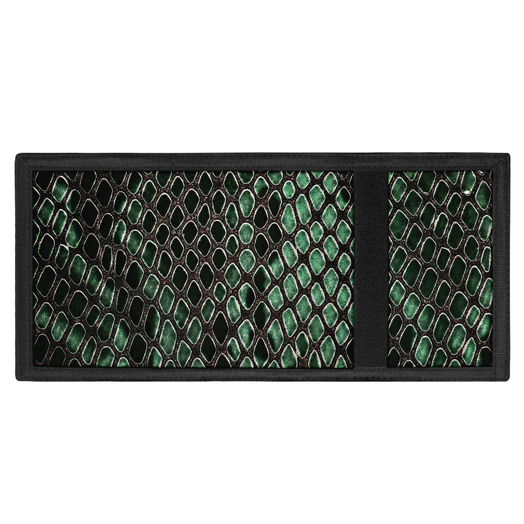 Green Snakeskin Print Trifold Wallet