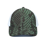 Green Snakeskin Print White Mesh Trucker Cap