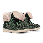 Green Snakeskin Print Winter Boots