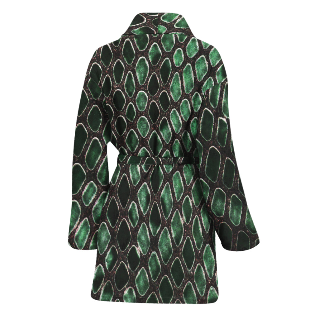 Green Snakeskin Print Women's Bathrobe