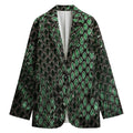 Green Snakeskin Print Women's Cotton Blazer
