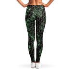 Green Snakeskin Print Women's Leggings