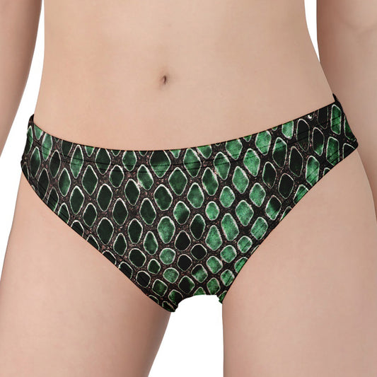 Green Snakeskin Print Women's Panties