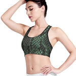 Green Snakeskin Print Women's Sports Bra