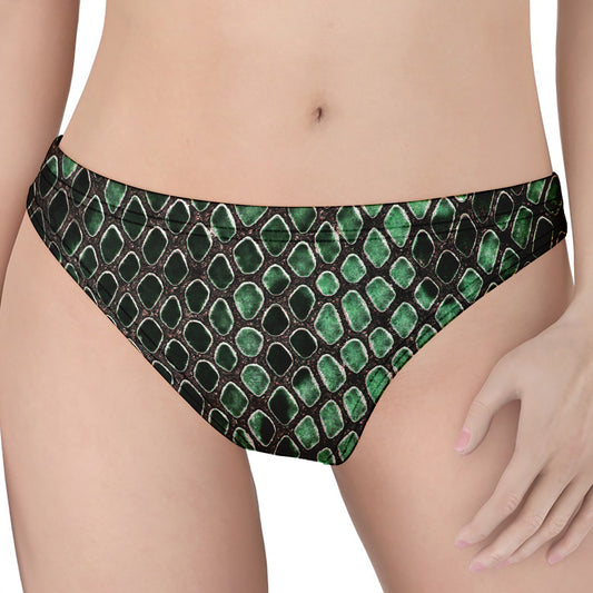 Green Snakeskin Print Women's Thong