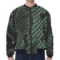 Green Snakeskin Print Zip Sleeve Bomber Jacket