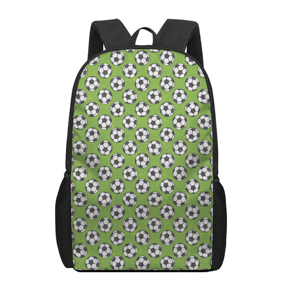 Green Soccer Ball Pattern Print 17 Inch Backpack