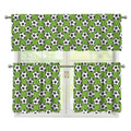 Green Soccer Ball Pattern Print 3 Piece Kitchen Curtains