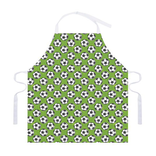 Green Soccer Ball Pattern Print Adjustable Apron