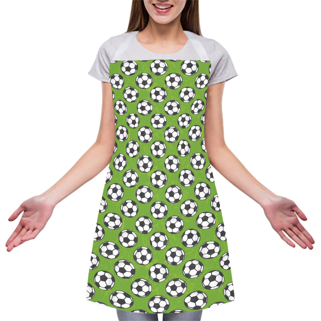 Green Soccer Ball Pattern Print Adjustable Apron