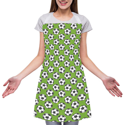 Green Soccer Ball Pattern Print Adjustable Apron