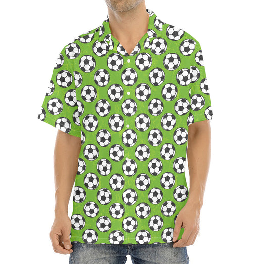 Green Soccer Ball Pattern Print Aloha Shirt
