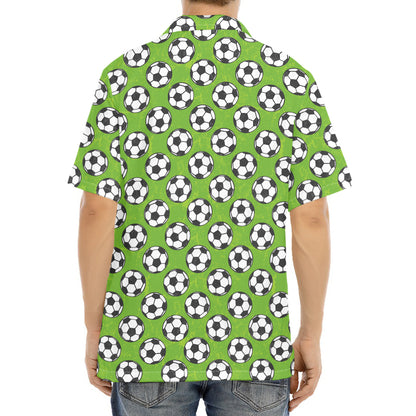 Green Soccer Ball Pattern Print Aloha Shirt