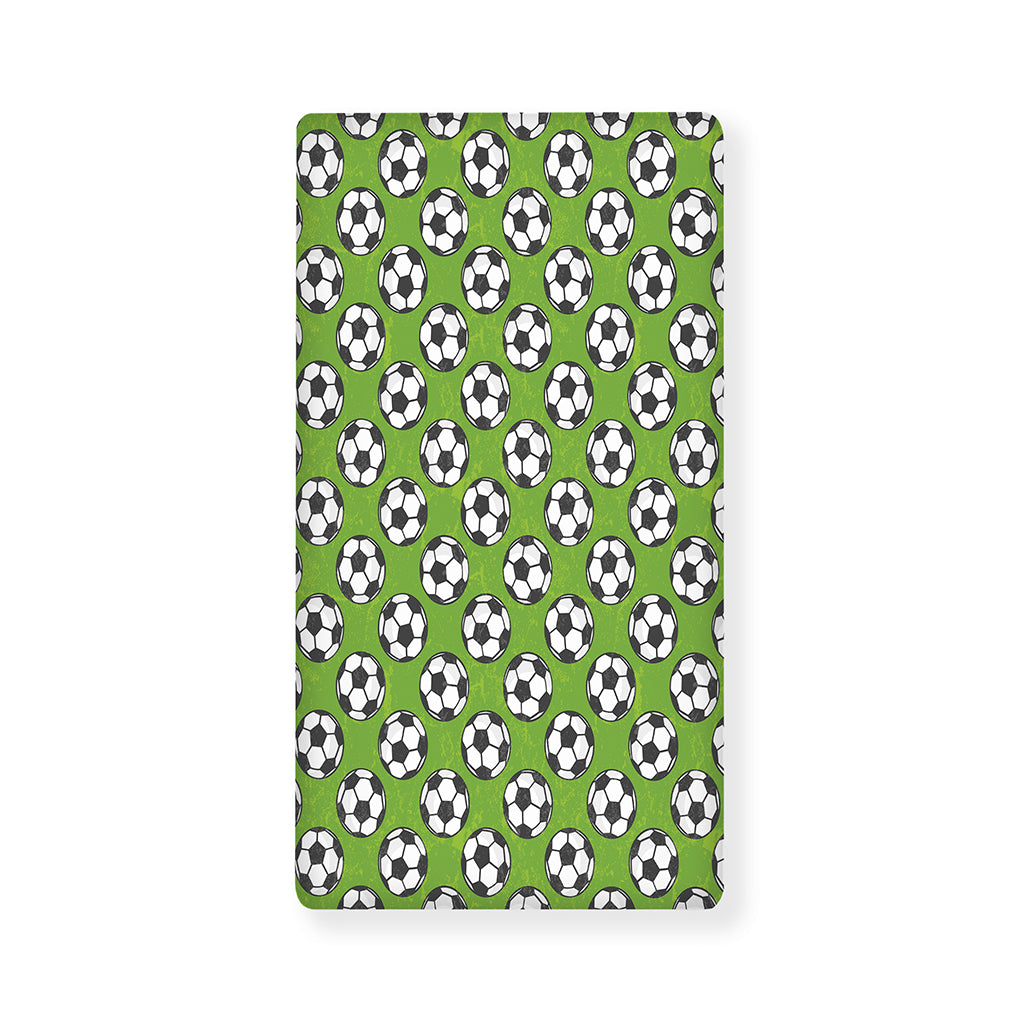 Green Soccer Ball Pattern Print Baby Crib Sheet