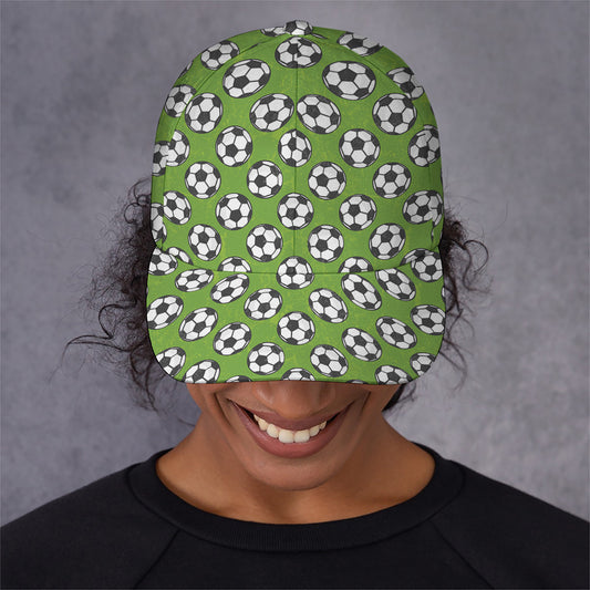 Green Soccer Ball Pattern Print Baseball Cap