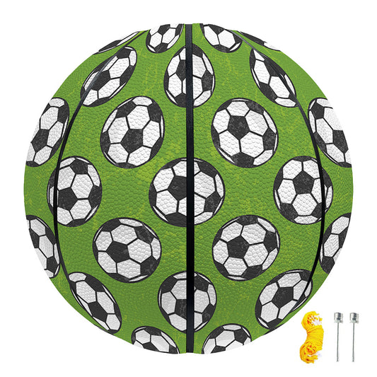 Green Soccer Ball Pattern Print Basketball