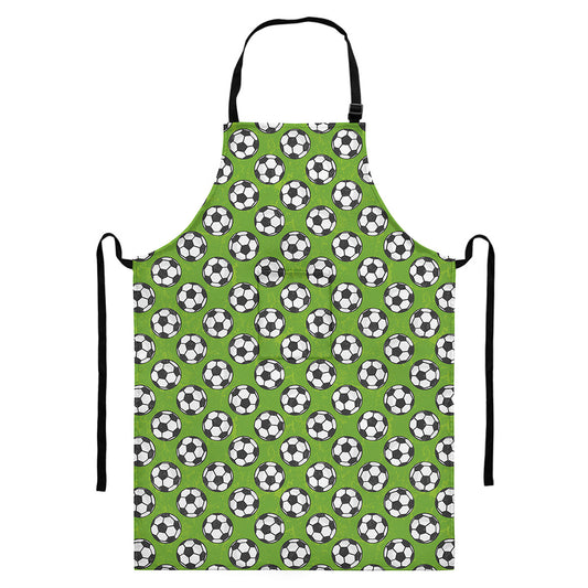 Green Soccer Ball Pattern Print Bib Apron With Pocket