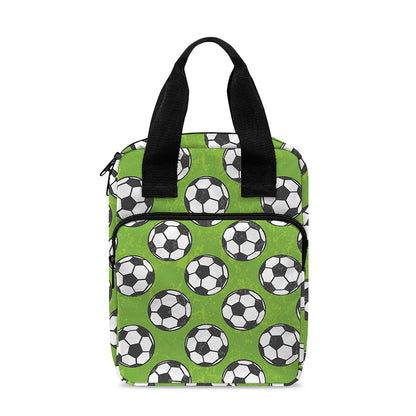 Green Soccer Ball Pattern Print Bible Tote Bag