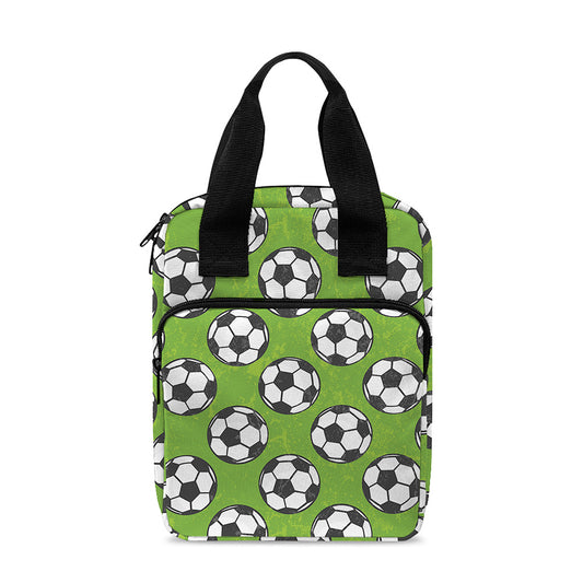 Green Soccer Ball Pattern Print Bible Tote Bag