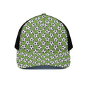 Green Soccer Ball Pattern Print Black Mesh Trucker Hat