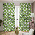 Green Soccer Ball Pattern Print Dimout Pencil Pleat Curtains