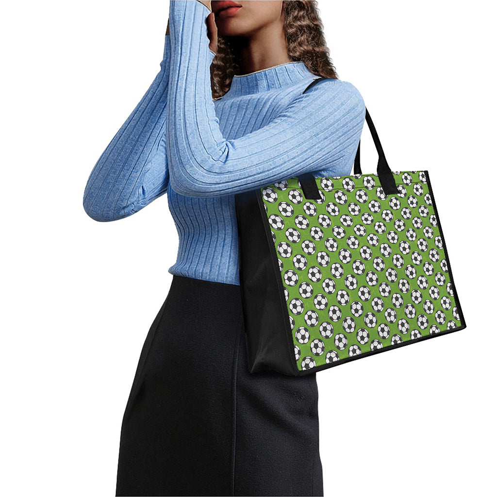 Green Soccer Ball Pattern Print Canvas Tote Bag