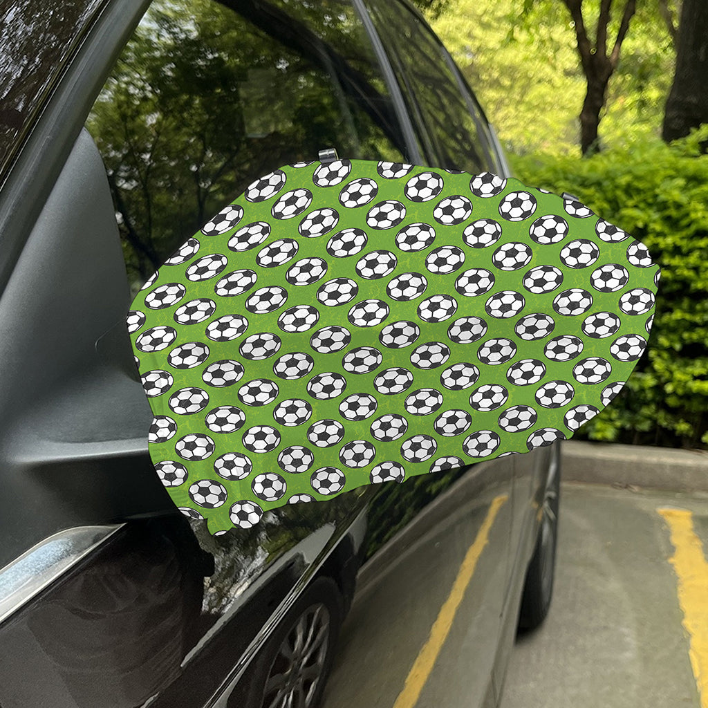 Green Soccer Ball Pattern Print Car Side Mirror Covers