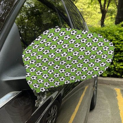 Green Soccer Ball Pattern Print Car Side Mirror Covers