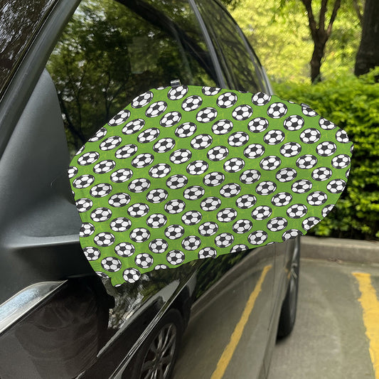 Green Soccer Ball Pattern Print Car Side Mirror Covers