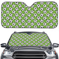 Green Soccer Ball Pattern Print Car Windshield Sun Shade