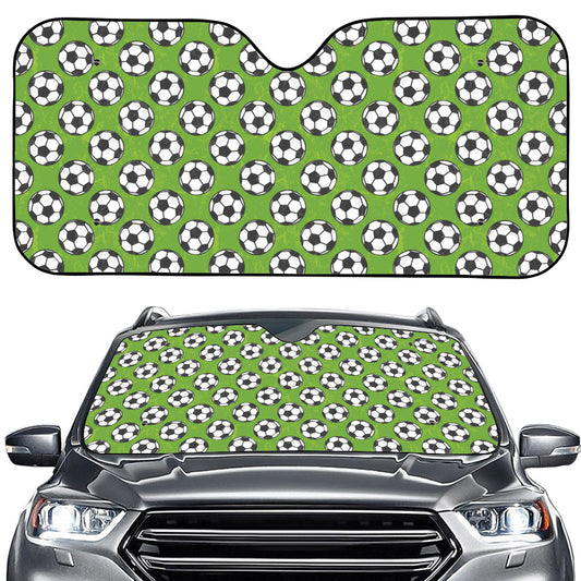 Green Soccer Ball Pattern Print Car Windshield Sun Shade