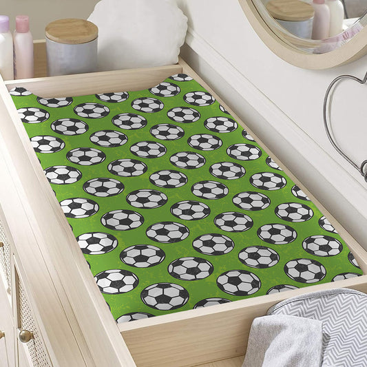 Green Soccer Ball Pattern Print Changing Pad Cover