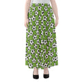 Green Soccer Ball Pattern Print Chiffon Maxi Skirt