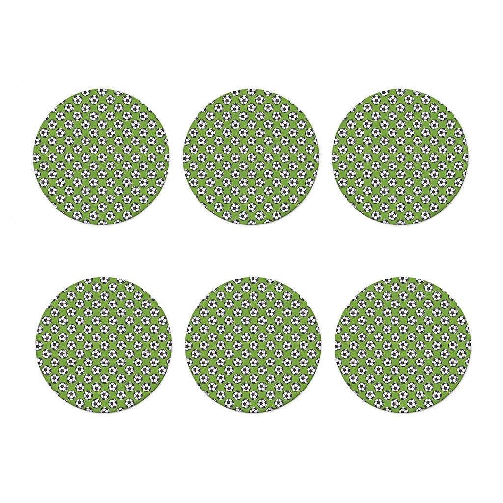 Green Soccer Ball Pattern Print Coaster Set