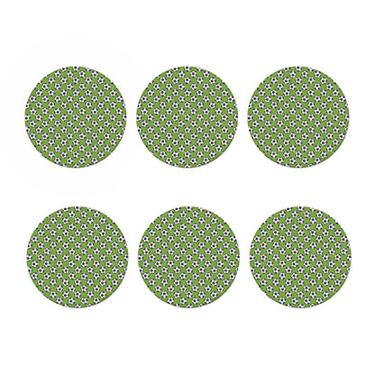 Green Soccer Ball Pattern Print Coaster Set