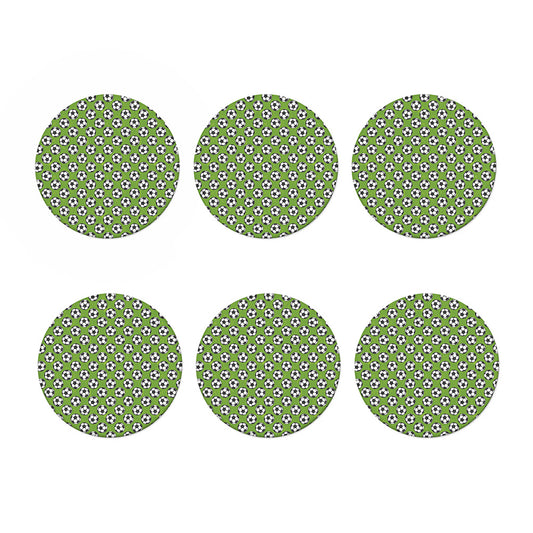 Green Soccer Ball Pattern Print Coaster Set