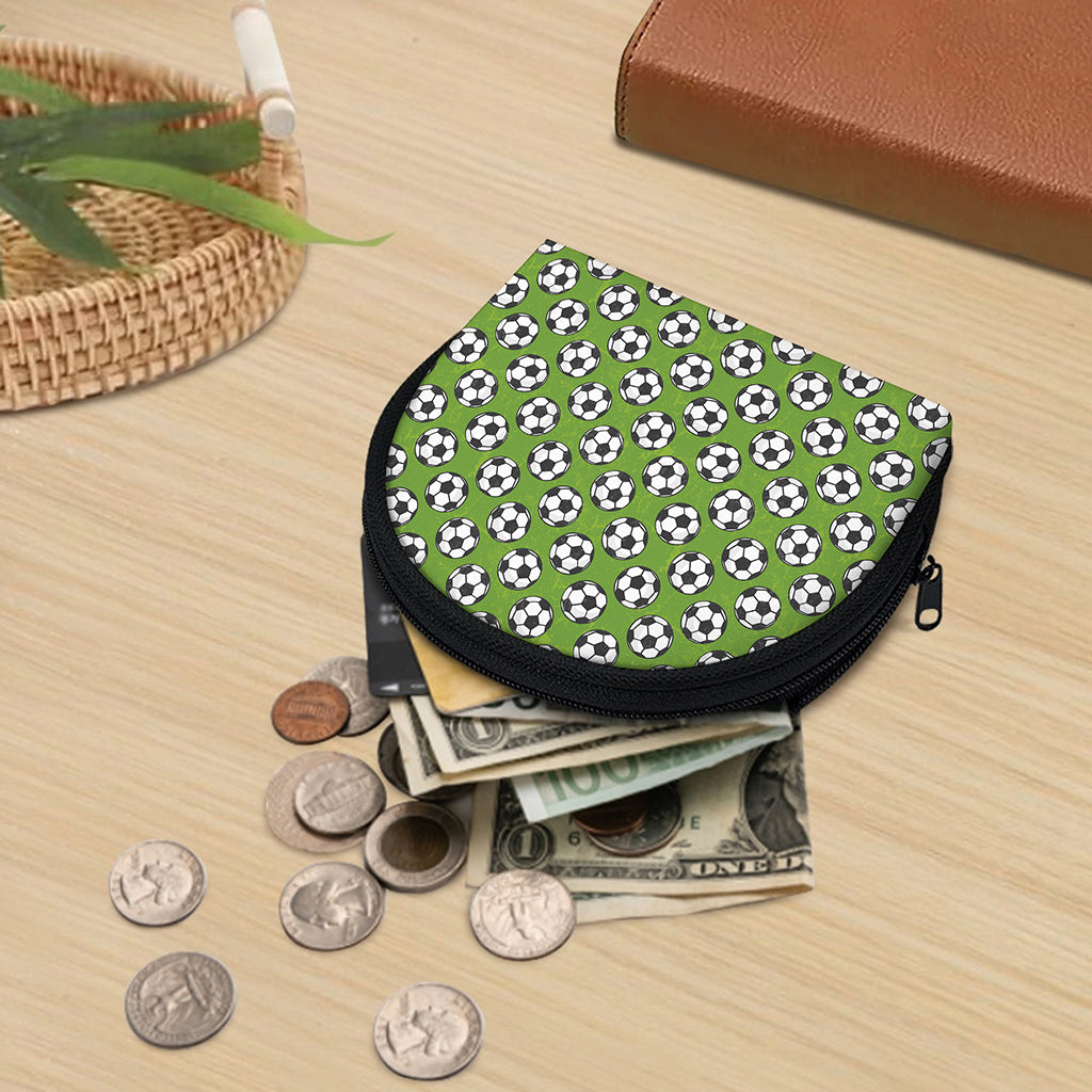 Green Soccer Ball Pattern Print Coin Purse