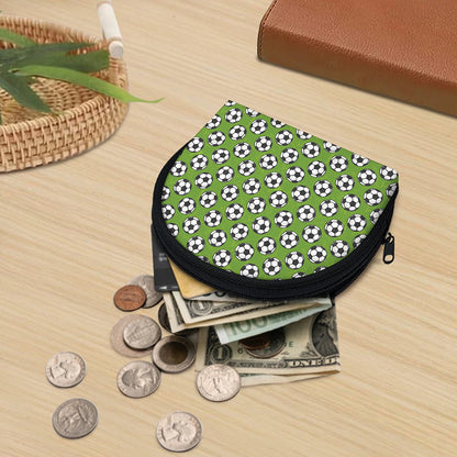 Green Soccer Ball Pattern Print Coin Purse